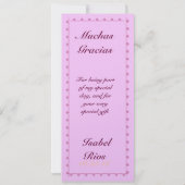 カスタムキンセアニェラサンキューウィズピンクローズ 招待状 (裏面)