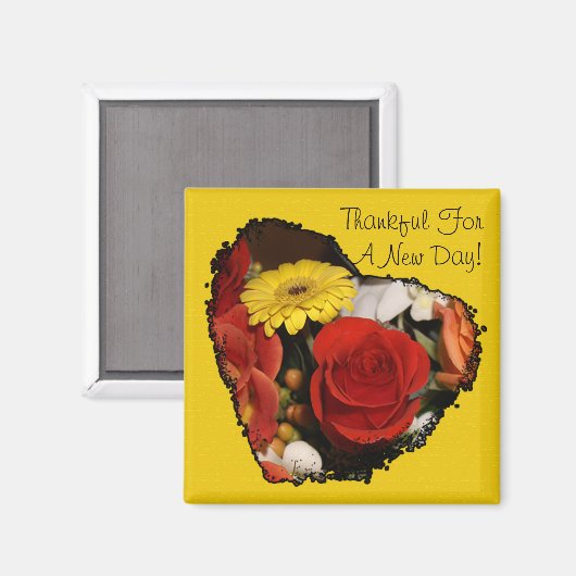 カスタムギザギザのエッジ美しいフローラハートブーケ マグネット (正面/裏面)