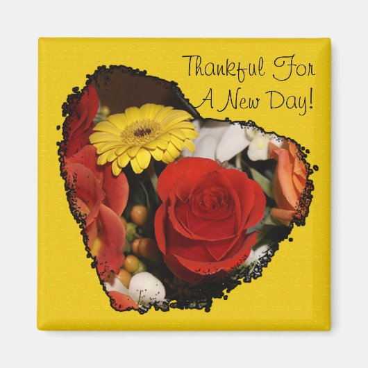 カスタムギザギザのエッジ美しいフローラハートブーケ マグネット (正面)