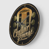 カスタムギタリストNAMEロックミュージックギターラウンジバー ラージ壁時計 (傾斜)