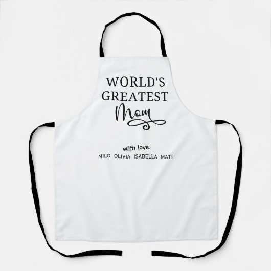 カスタムギフト世界で最も偉大な母、白と黒。 エプロン (正面)
