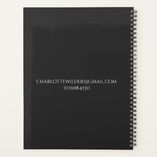 カスタムクイーンビーと王冠の台本のシグネチャーブラック プランナー手帳 (裏面)