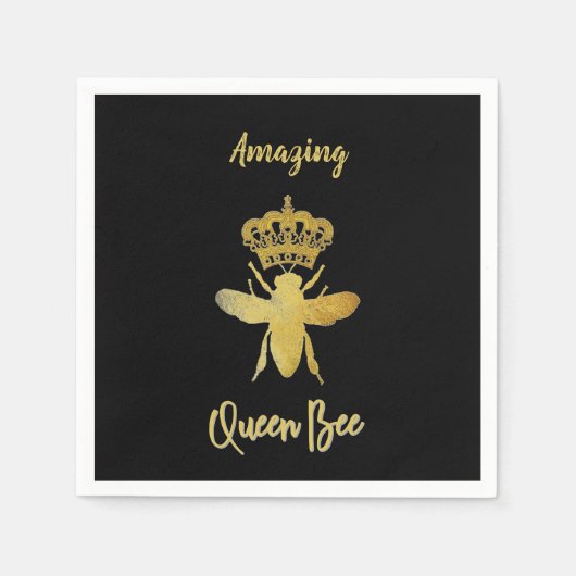 カスタムクイーンビー金ゴールドブラック飲料カクテル スタンダードカクテルナプキン (正面)