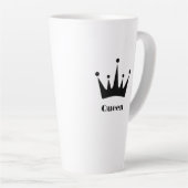 カスタムクイーン文字ブラックカラークラウンイメージ カフェラテマグ (右アングル)