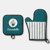 カスタムクストライプのラスカケベーカリー 鍋つかみ&鍋敷きセット (正面)