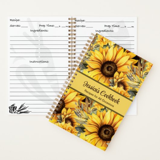 カスタムクックブックヒマワリ花レシピ手帳 ノートブック (内側)