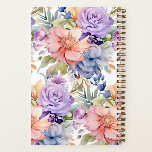 カスタムクックブックピンク花レシピ手帳 ノートブック (裏面)