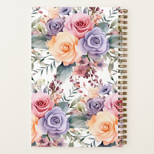 カスタムクックブックピンク花レシピ手帳 ノートブック (裏面)