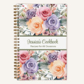 カスタムクックブックピンク花レシピ手帳 ノートブック (正面)