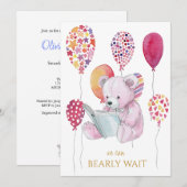 カスタムクマの絵本のベイビーシャワー 招待状 (正面/裏面)