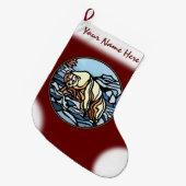 カスタムクマの靴下 ポーラーベア クリスマス ストッキング (正面 (吊り時))