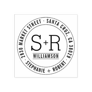 カスタムクラシックイニシャル結婚差出人住所 ラバースタンプ