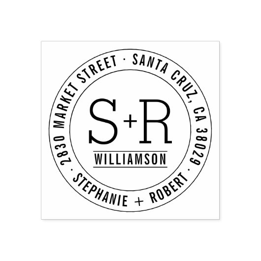 カスタムクラシックイニシャル結婚差出人住所 ラバースタンプ (インプリント)