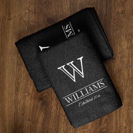 カスタムクラシックエレガントモノグラムファミリー名 ハンドタオル