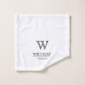 カスタムクラシックエレガントモノグラムファミリー名 バスタオルセット (ウォッシュタオル)