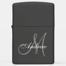 カスタムクラシックエレガントScript Gray Monogram名