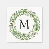 カスタムクラシックグリーンローレルリース葉パターン スタンダードカクテルナプキン (正面)