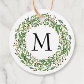 カスタムクラシックグリーンローレルリース葉パターン フェイバータグ (裏面)