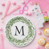 カスタムクラシックグリーンローレルリース葉パターン ペーパープレート (パーティー)