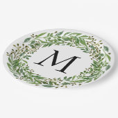 カスタムクラシックグリーンローレルリース葉パターン ペーパープレート (アングル)