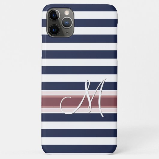 カスタムクラシックシンプル青ストライプの白 Case-Mate iPhoneケース (裏面)