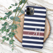 カスタムクラシックシンプル青ストライプの白 Case-Mate iPhoneケース