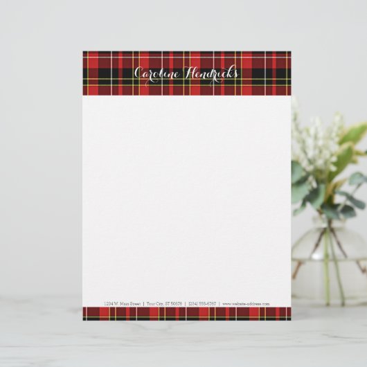 カスタムクラシックタータンチェックレッドブラックイエローホワイト レターヘッド (スタンド正面)