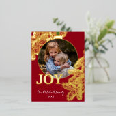 カスタムクラシックパインツリーニードル金ゴールド 箔シーズンポストカード (立ち正面)