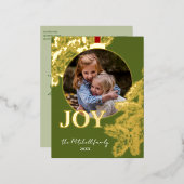 カスタムクラシックパインツリーニードル金ゴールド 箔シーズンポストカード (正面/裏面)