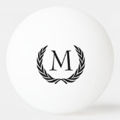 カスタムクラシックブラックローレルリース葉モチー 卓球ボール (正面)