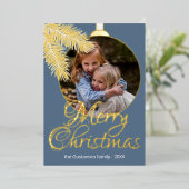 カスタムクラシックホワイトパインツリーニードル金ゴールド 箔シーズンカード (立ち正面)