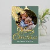 カスタムクラシックホワイトパインツリーニードル金ゴールド 箔シーズンカード (立ち正面)