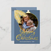 カスタムクラシックホワイトパインツリーニードル金ゴールド 箔シーズンポストカード (正面/裏面)