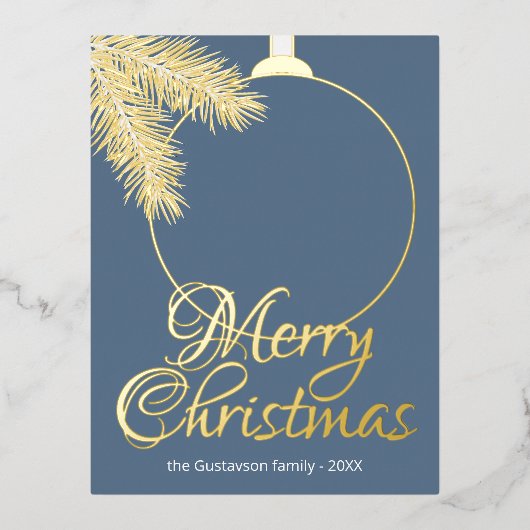 カスタムクラシックホワイトパインツリーニードル金ゴールド 箔シーズンポストカード (正面)