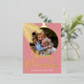 カスタムクラシックホワイトパインツリーニードル金ゴールド 箔シーズンポストカード (立ち正面)