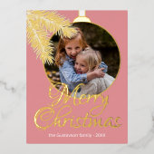 カスタムクラシックホワイトパインツリーニードル金ゴールド 箔シーズンポストカード (正面)