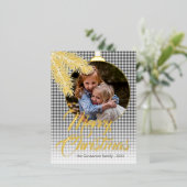 カスタムクラシックホワイトパインツリーニードル金ゴールド 箔シーズンポストカード (立ち正面)