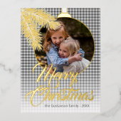 カスタムクラシックホワイトパインツリーニードル金ゴールド 箔シーズンポストカード (正面)