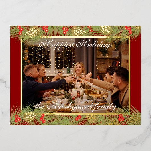 カスタムクラシックモダン金ゴールドシック幸せ実在 箔シーズンポストカード (正面)