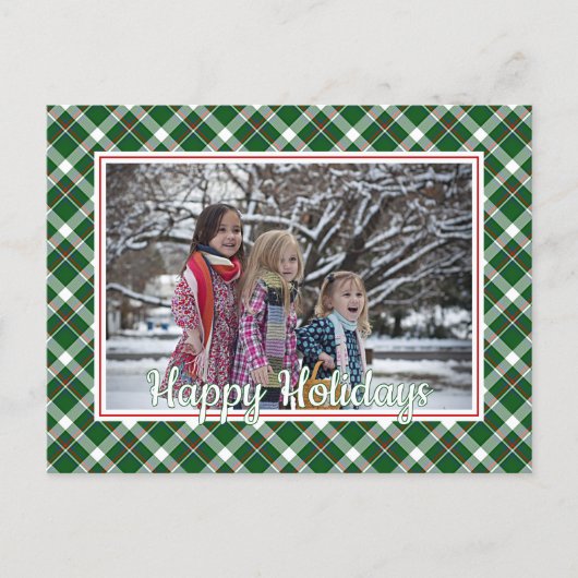カスタムクラシック赤緑青白格子模様 ポストカード (正面)