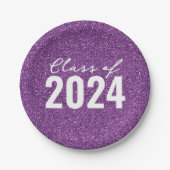 カスタムクラス年パープルグリッター ペーパープレート (正面)