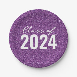 カスタムクラス年パープルグリッター ペーパープレート