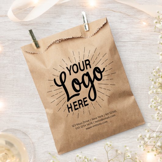 カスタムクラフトビジネスロゴ紙バッグ フェイバーバッグ (クリップ留めされた状態)