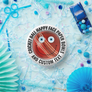 カスタムクリケットテーマパーティブルーアイHappy Face 7" ペーパーボウル