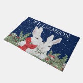 カスタムクリスマスうさぎバニースノーウィンター ドアマット (アングル)