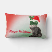 カスタムクリスマスおしゃれなサンタ猫 ランバークッション (裏面)