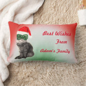 カスタムクリスマスおしゃれなサンタ猫 ランバークッション (ブランケット)