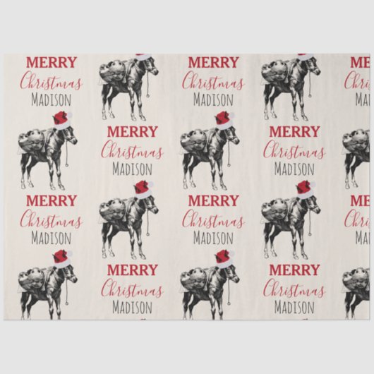 カスタムクリスマスおもしろいヴィンテージドンキーサンタハット 薄葉紙 (正面)