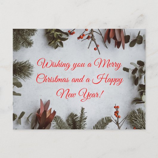 カスタムクリスマスと新年おめでとう シーズンポストカード (正面)