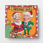 カスタムクリスマスのカップル風刺画 フォトプラーク (正面)